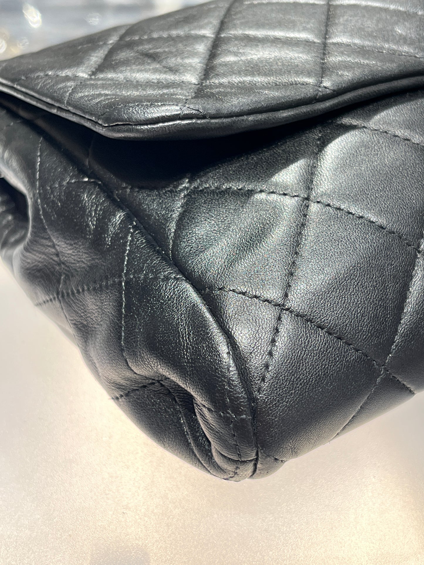 Chanel Lambskin Classic Flap Shoulder Bag Black with Silver Hardware [3001708]