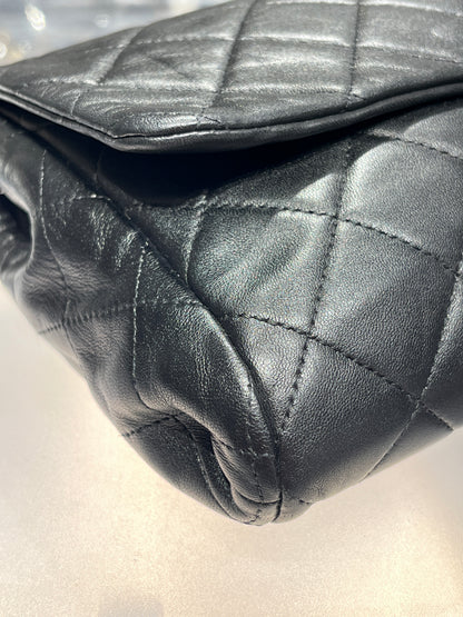Chanel Lambskin Classic Flap Shoulder Bag Black with Silver Hardware [3001708]