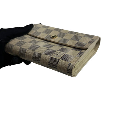 Used LOUIS VUITTON Damier Azur Canvas Portefeuille Sarah Long wallet White Blue