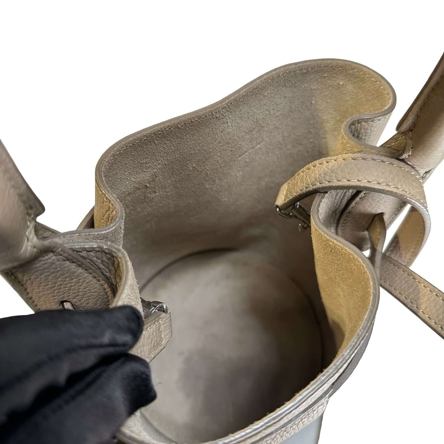 Used CELINE Grained Calfskin Big Bag Bucket Bucket Bag Taupe
