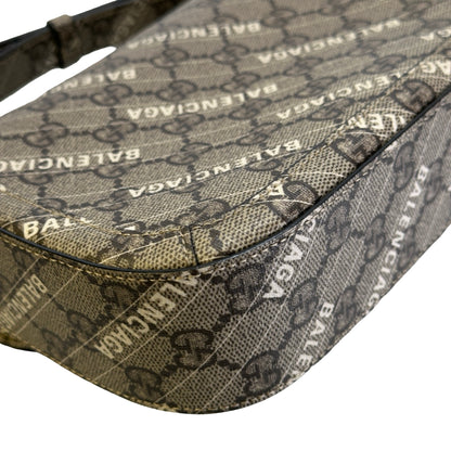 Used BALENCIAGA X GUCCI BB Monogram Hacker Project Horsebit 1955 Small Bag Shoulder Bag Beige Ebony Gold