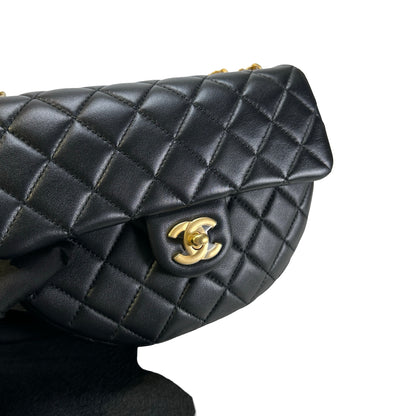 Used CHANEL Quilted Lambskin Quilted Crossbody Crossbody Bag Black Gold