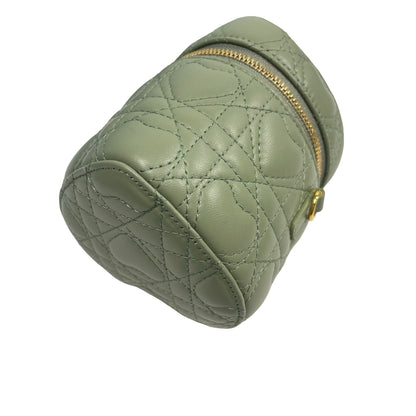 Used DIOR Cannage Lambskin Lady Dior Micro Vanity Case Vanity case Green GHW