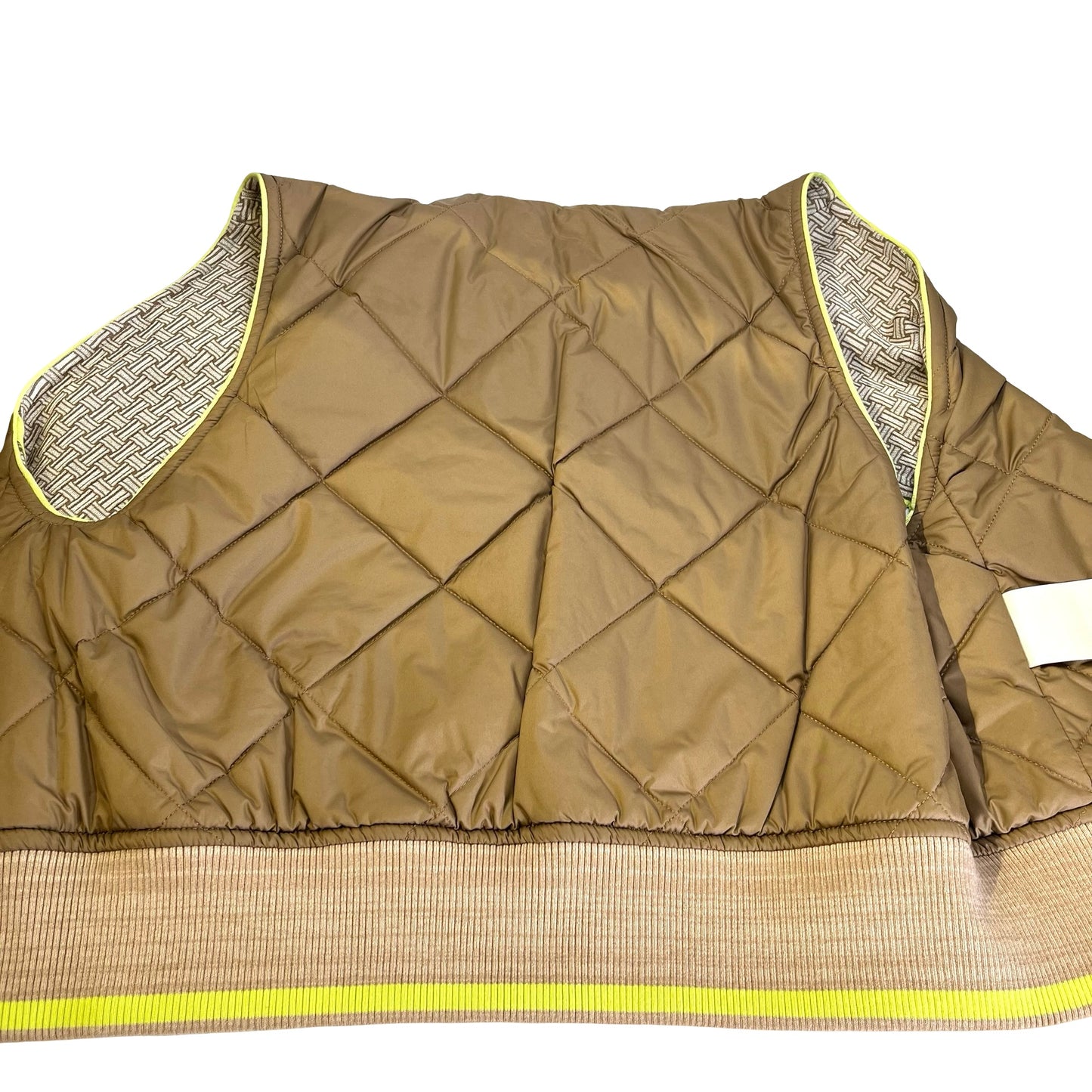 HERMES Basketweave Knit Knit Vest Clothes Beige Brown Fluorescent Green