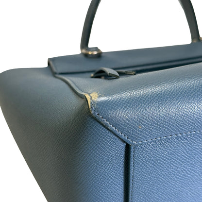 Used CELINE Grained Calfskin Nano Belt Bag Shoulder Bag Blue PHW