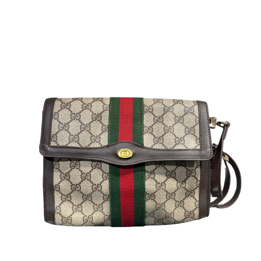 Used Gucci Canvas Cross body bag Beige Red Green Brown
