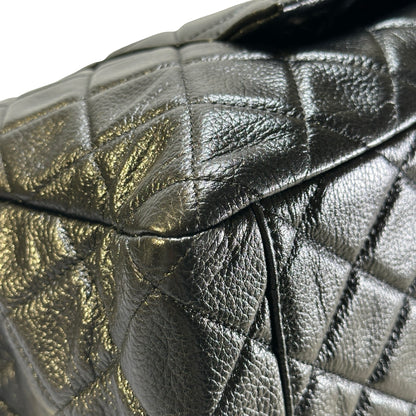 Used CHANEL Quilted Caviar Classic Flap Shoulder Bag Black Gold