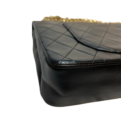 Used CHANEL Lambskin Leather Vintage Chain Bag Chain Shoulder Bag Black GHW