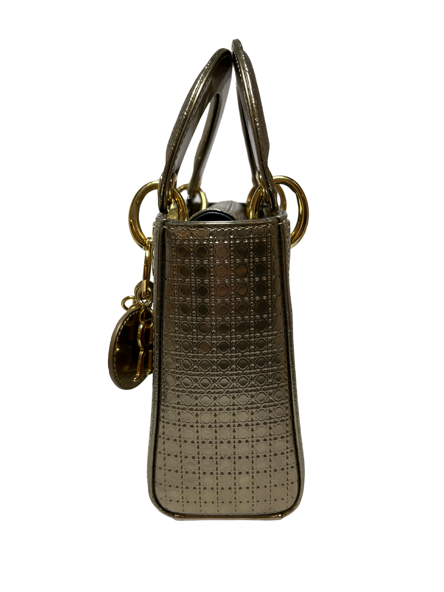 Used Dior Lady Dior Tote Bag Gold GHW