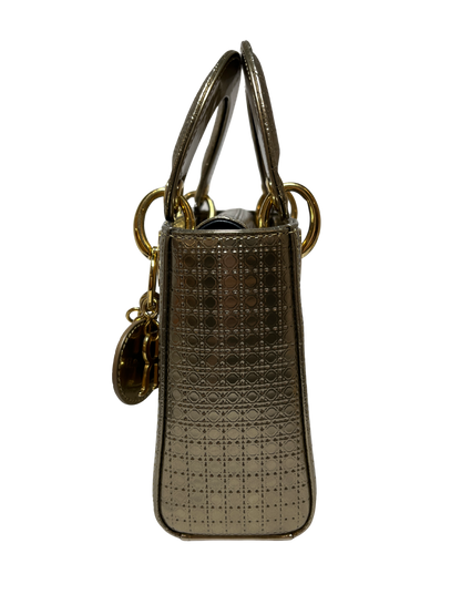 Used Dior Lady Dior Tote Bag Gold GHW