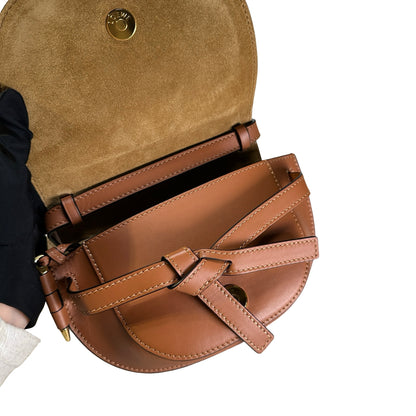 Used LOEWE Calfskin Mini gate Bag Cross body bag Brown GHW