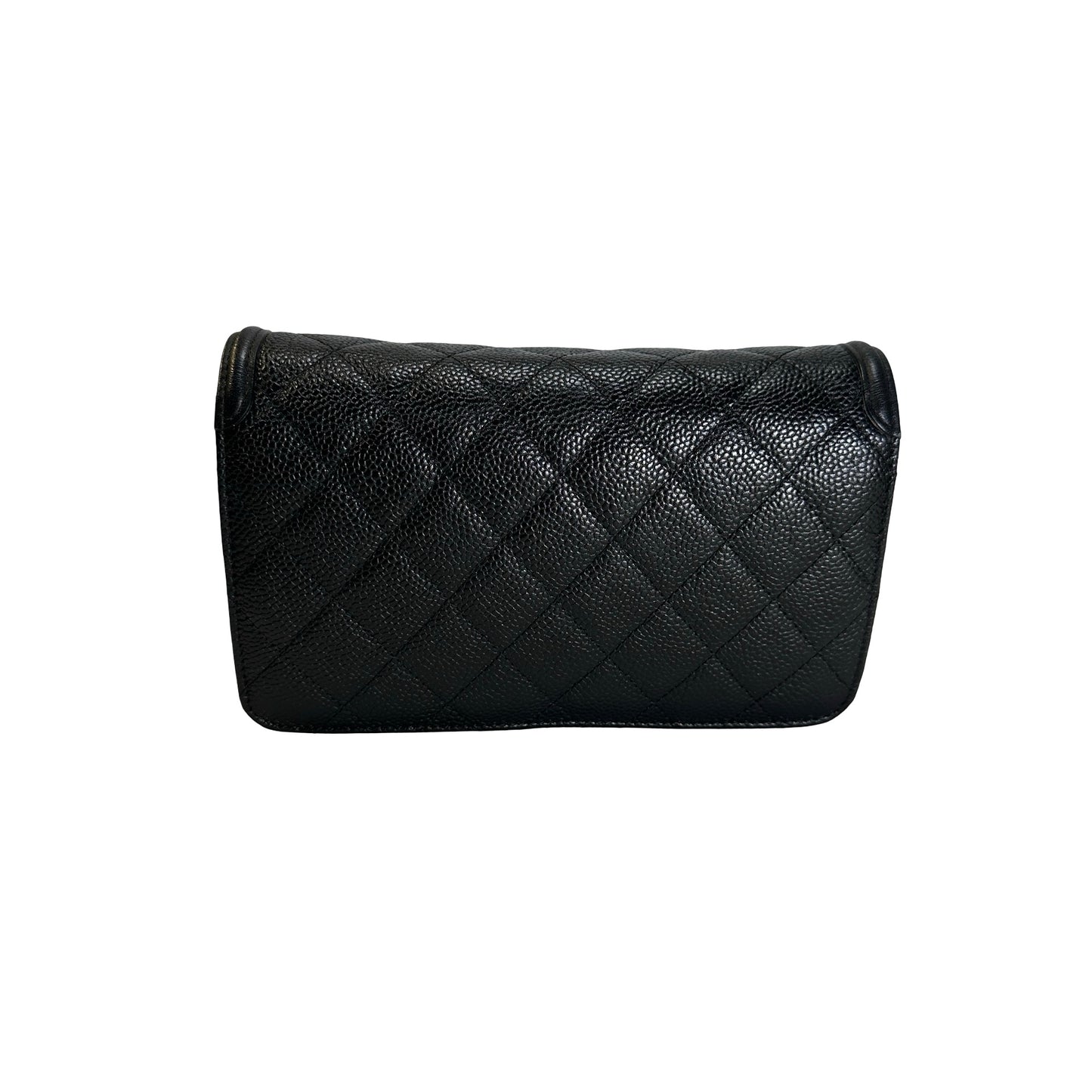 Used CHANEL Quilted Caviar Wallet On Chain Wallet on chain Black Gold