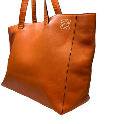 Used LOEWE Calfskin Leather Tote Bag Orange GHW
