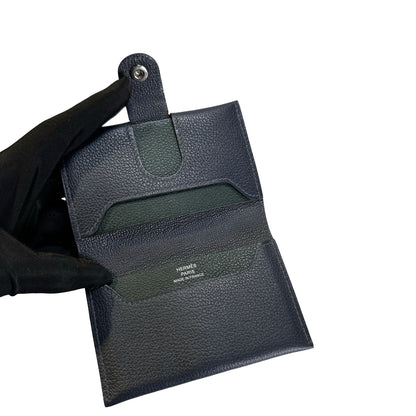Used HERMES Togo Dogon Card case Navy PHW