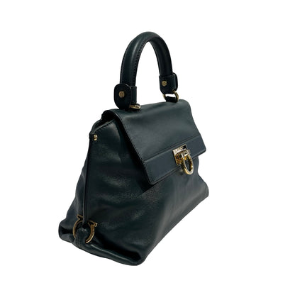 SALVATORE FERRAGAMO Leather Sofia Handbag Dark Green
