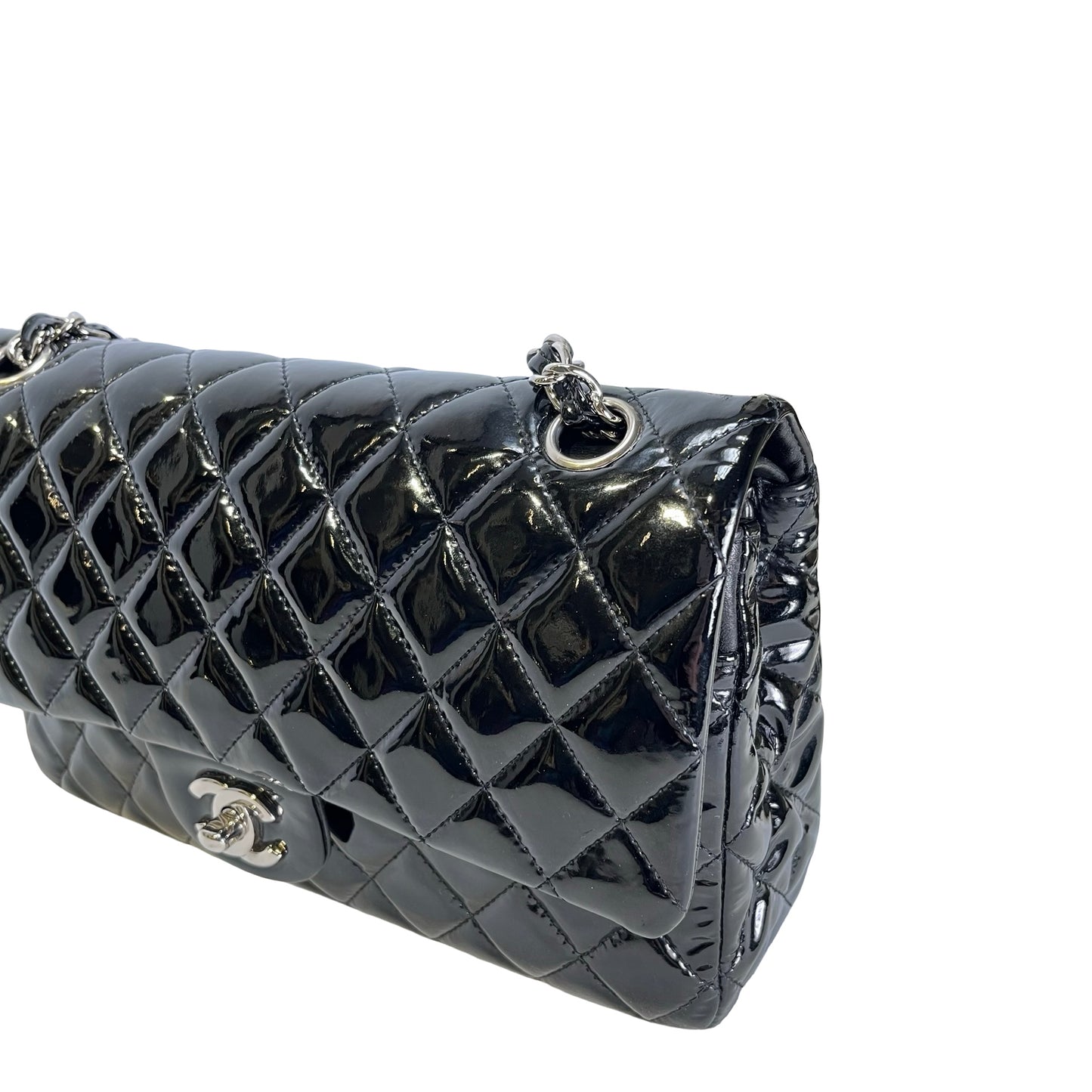 Used CHANEL Pantent CF 25 Cross body bag Black PHW