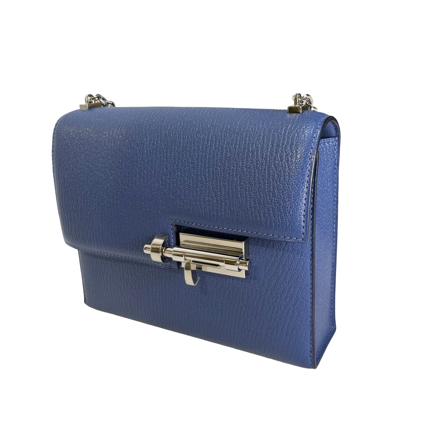 Used HERMES Epsom Verrou Crossbody Bag Blue Phw