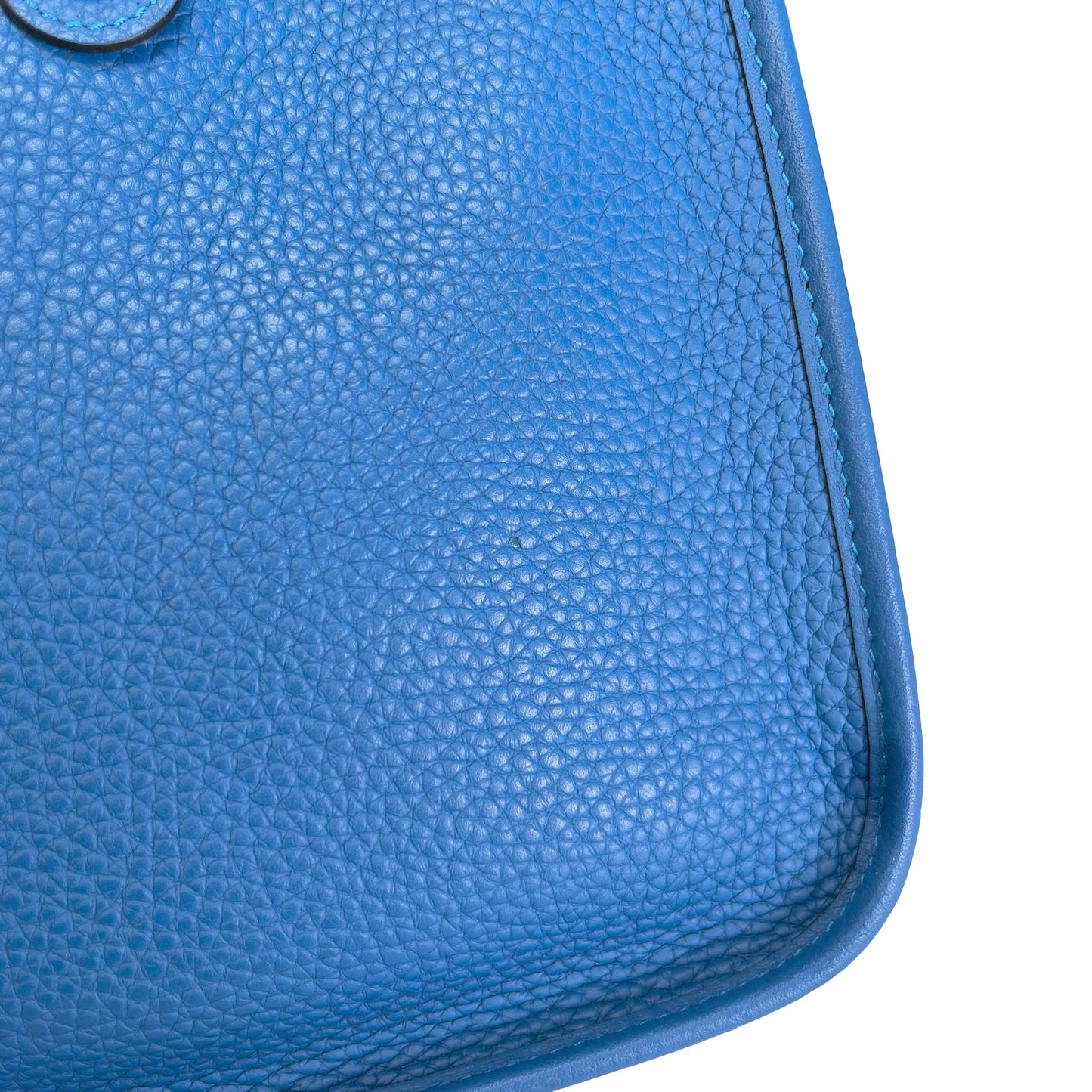 Used HERMES Leather Evelyne Shoulder Bag Blue