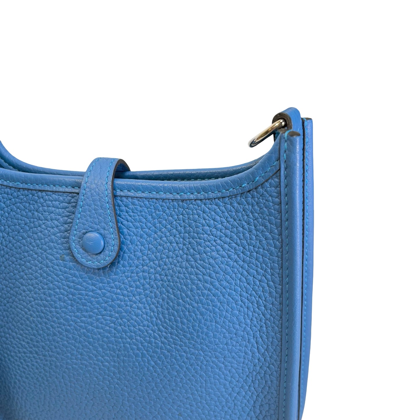 Used HERMES Leather Evelyne Shoulder Bag Blue