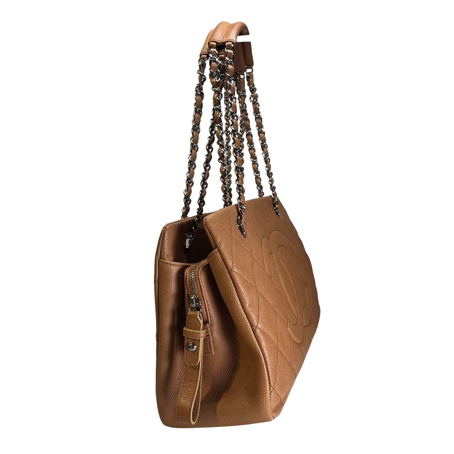 Used CHANEL Caviar Leather GST Tote Bag Brown, PHW