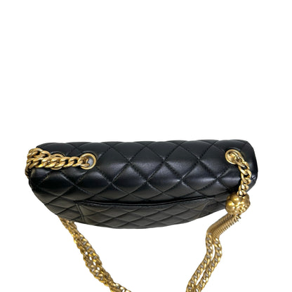 Used CHANEL Quilted Lambskin Quilted Crossbody Crossbody Bag Black Gold