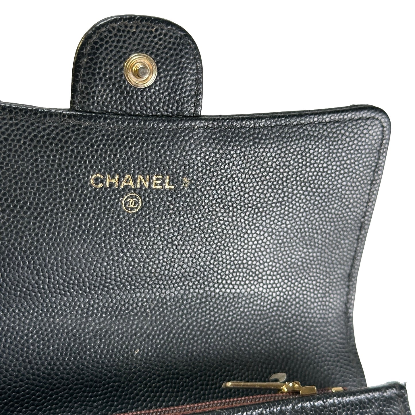 Used CHANEL Quilted Caviar Classic Flap Wallet Wallet Black