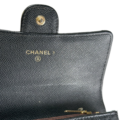 Used CHANEL Quilted Caviar Classic Flap Wallet Wallet Black