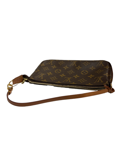 Used Louis Vuitton Canvas Pochette Shoulder Bag GHW Brown