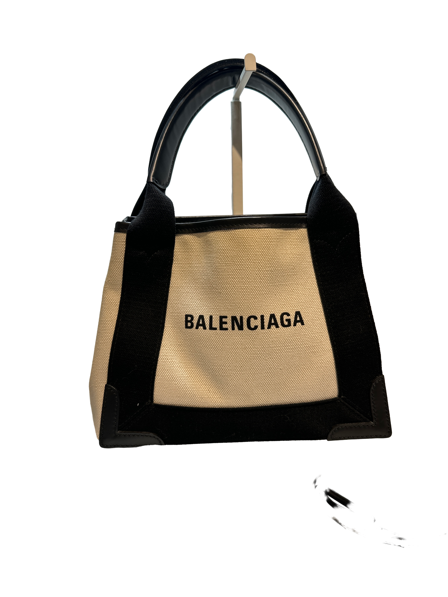 Used Balenciaga Canvas CABAS BAG Tote Bag Black White