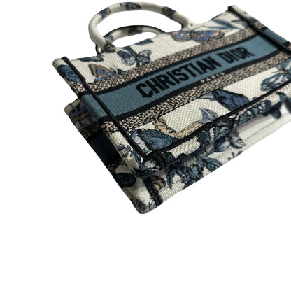 CHRISTIAN DIOR Canvas Embroidery Book Tote Tote Bag Blue White GHW