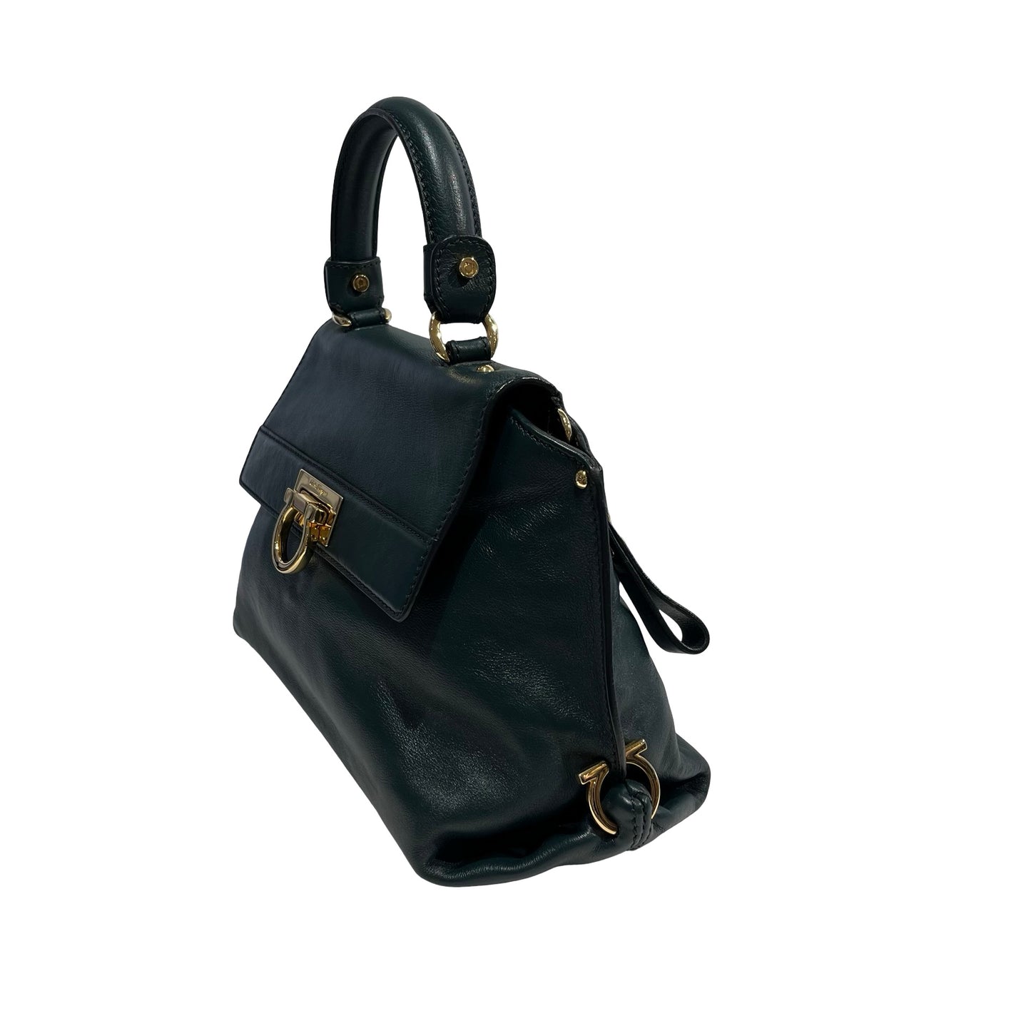 SALVATORE FERRAGAMO Leather Sofia Handbag Dark Green
