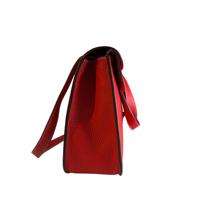 Used HERMES Clemence Halzan Shoulder Bag Red