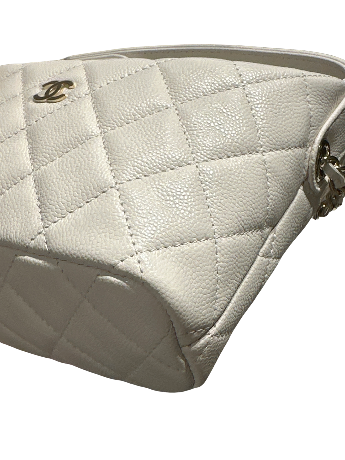 CHANEL Quilted Caviar Chanel Hobo Hobo Bag White