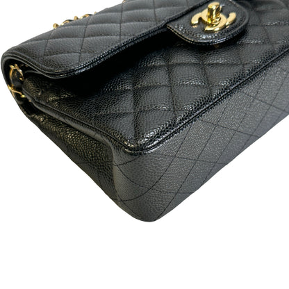 CHANEL Caviar Quilted CF23 Shoulder Bag Black Gold