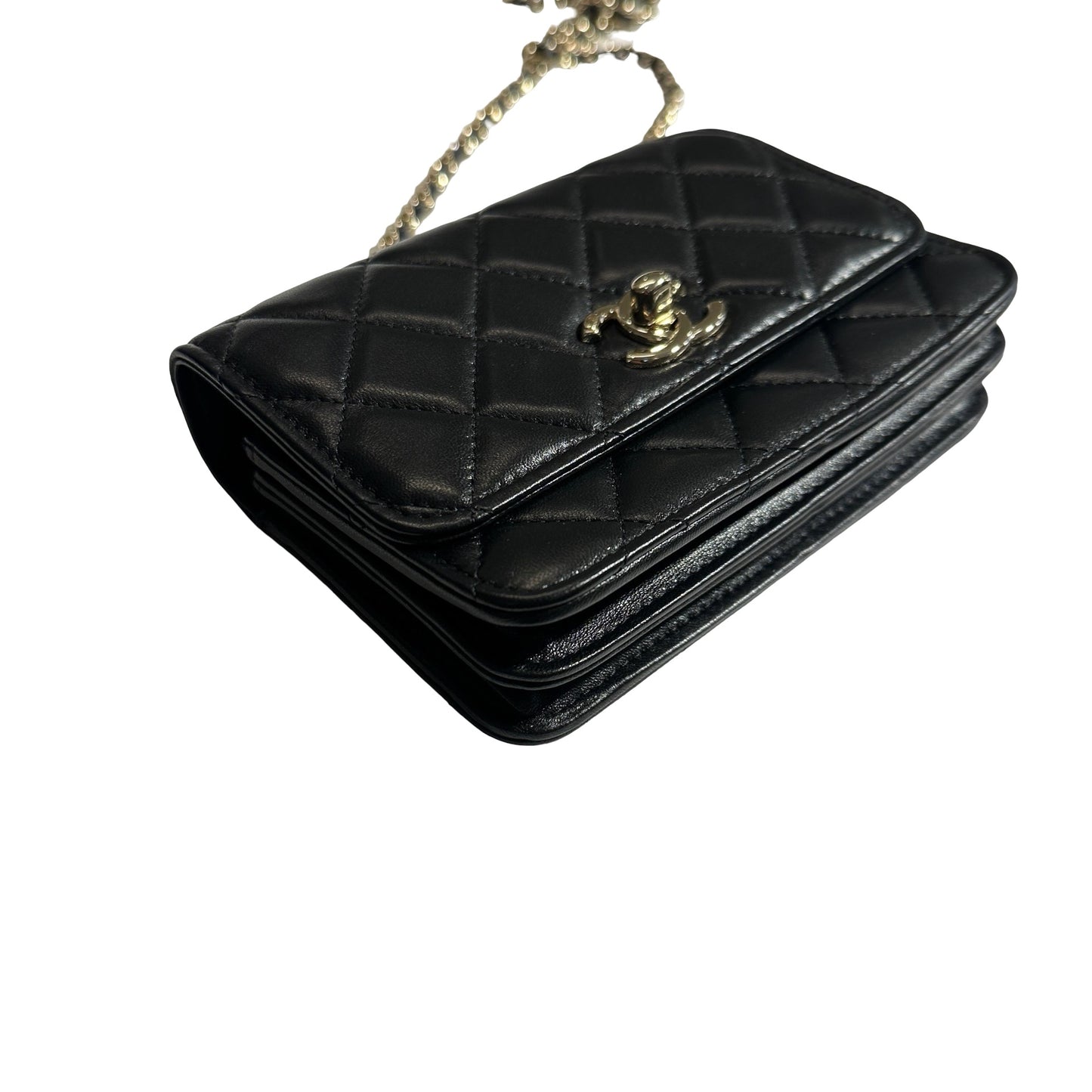 Used CHANEL Quilted Lambskin Trendy CC WOC Wallet on chain Black GHW