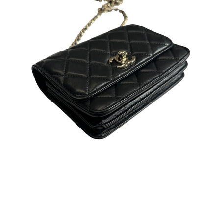 Used CHANEL Quilted Lambskin Trendy CC WOC Wallet on chain Black GHW