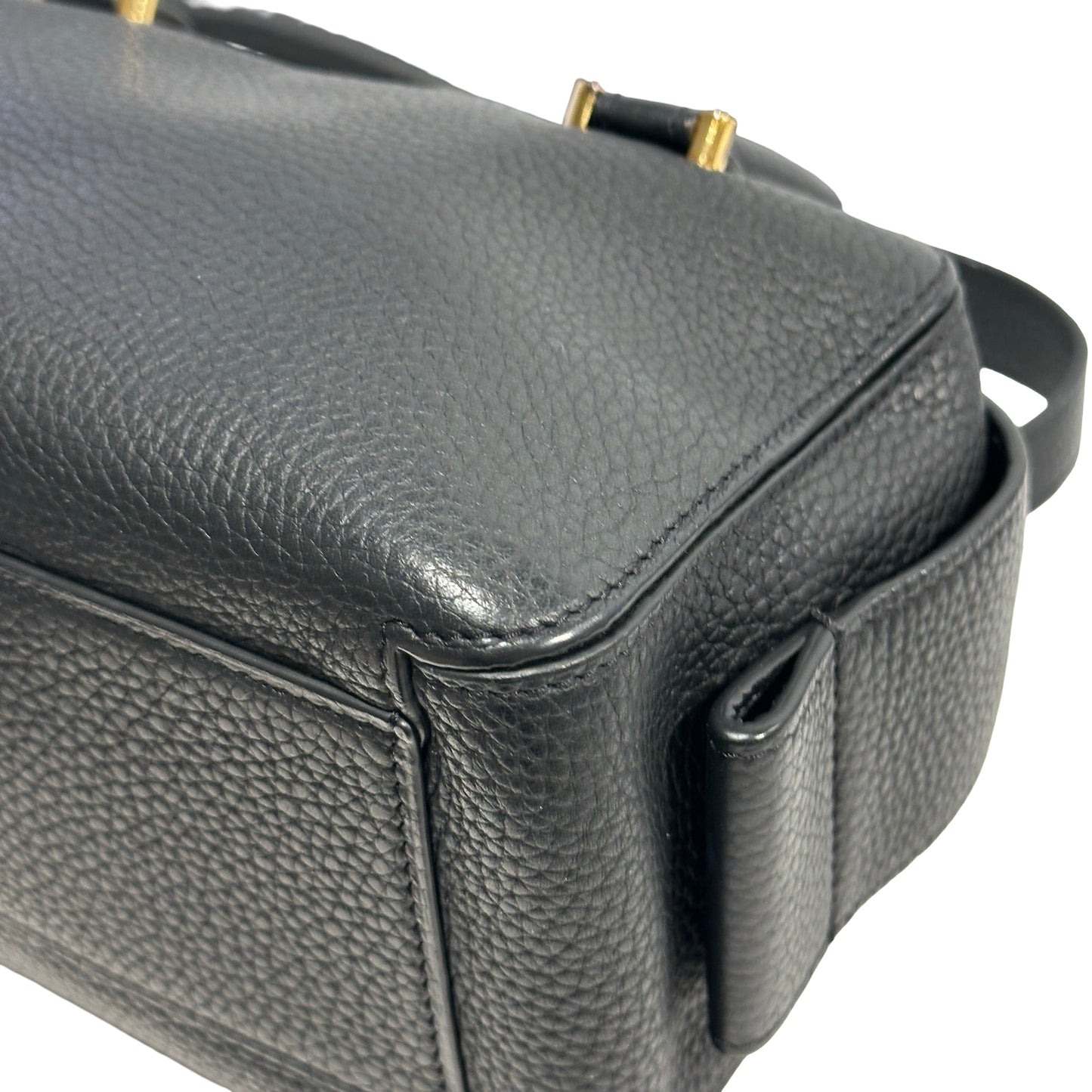 Used DELVAUX Leather Cool Box Handbag Black