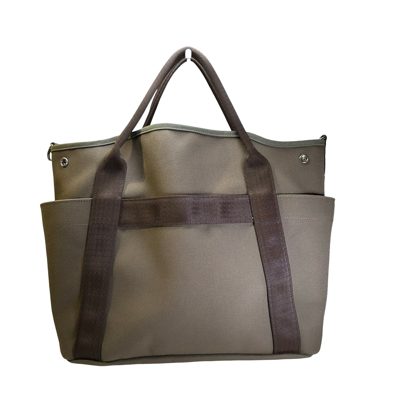 Used HERMES Canvas Grooming Bag Tote Bag Khaki Orange