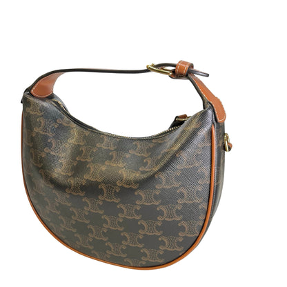 Used CELINE Calfskin Leather Ava Shoulder Bag Brown Tan