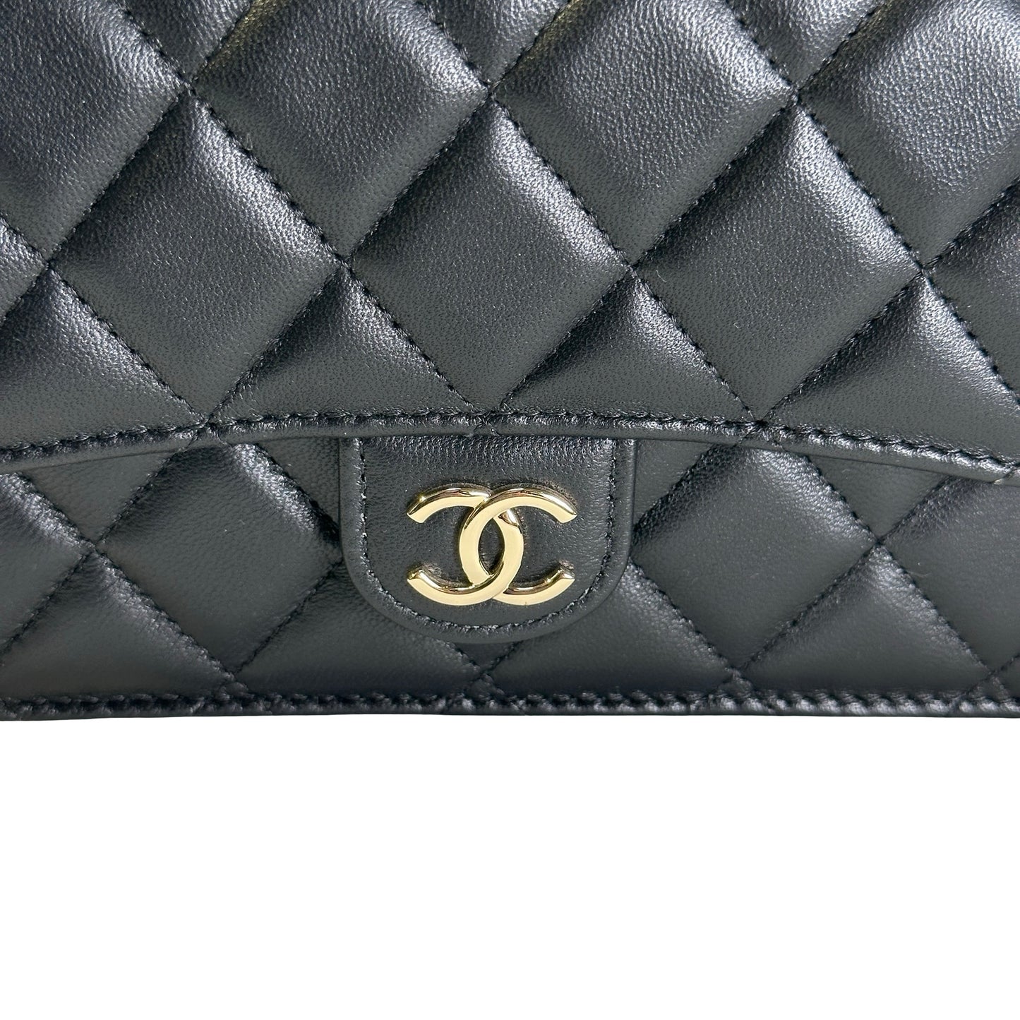 Used CHANEL Quilted Lambskin Phone Holder with Top Handle and Chain Crossbody Bag Black GHW
