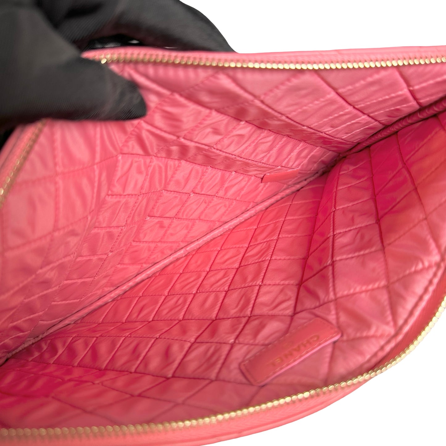 Used CHANEL Lambskin Cluth Clutch Pink PHW
