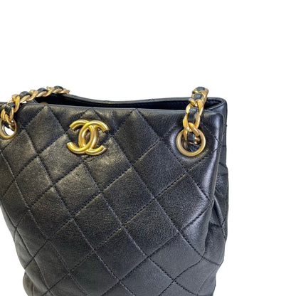 Used CHANEL Lambskin 23C Bucket Bag Black GHW