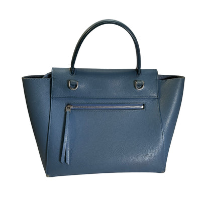 Used CELINE Grained Calfskin Nano Belt Bag Shoulder Bag Blue PHW