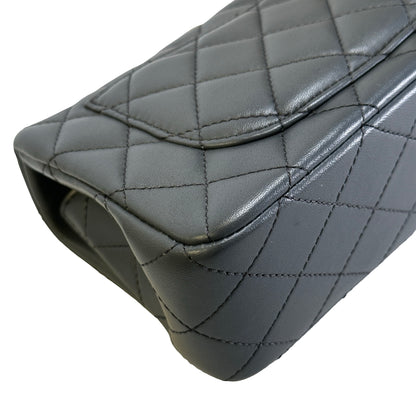 Used CHANEL Quilted Lambskin Mini Flap Bag With Gold Ball Mini Bag Grey GHW