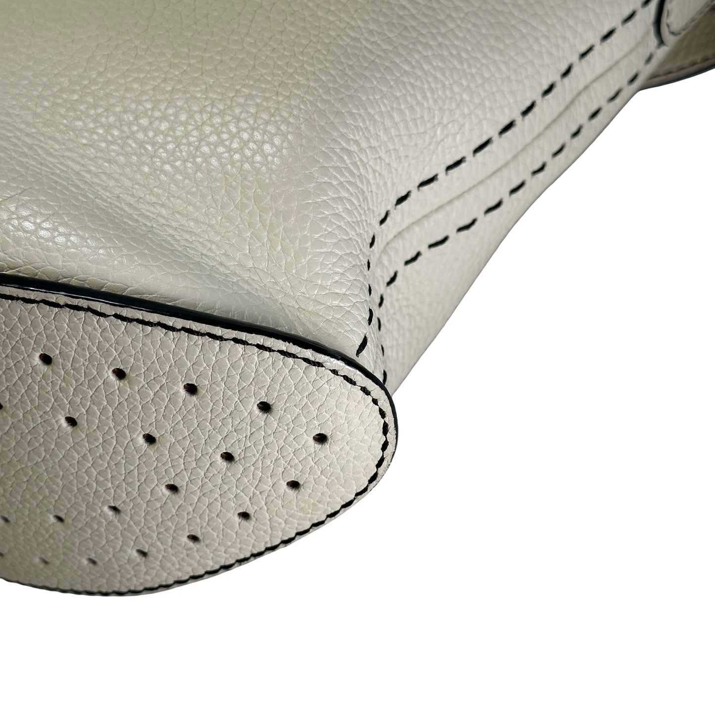 Used DELVAUX Leather Pebbled leather Pin Daily Cross body bag White PHW