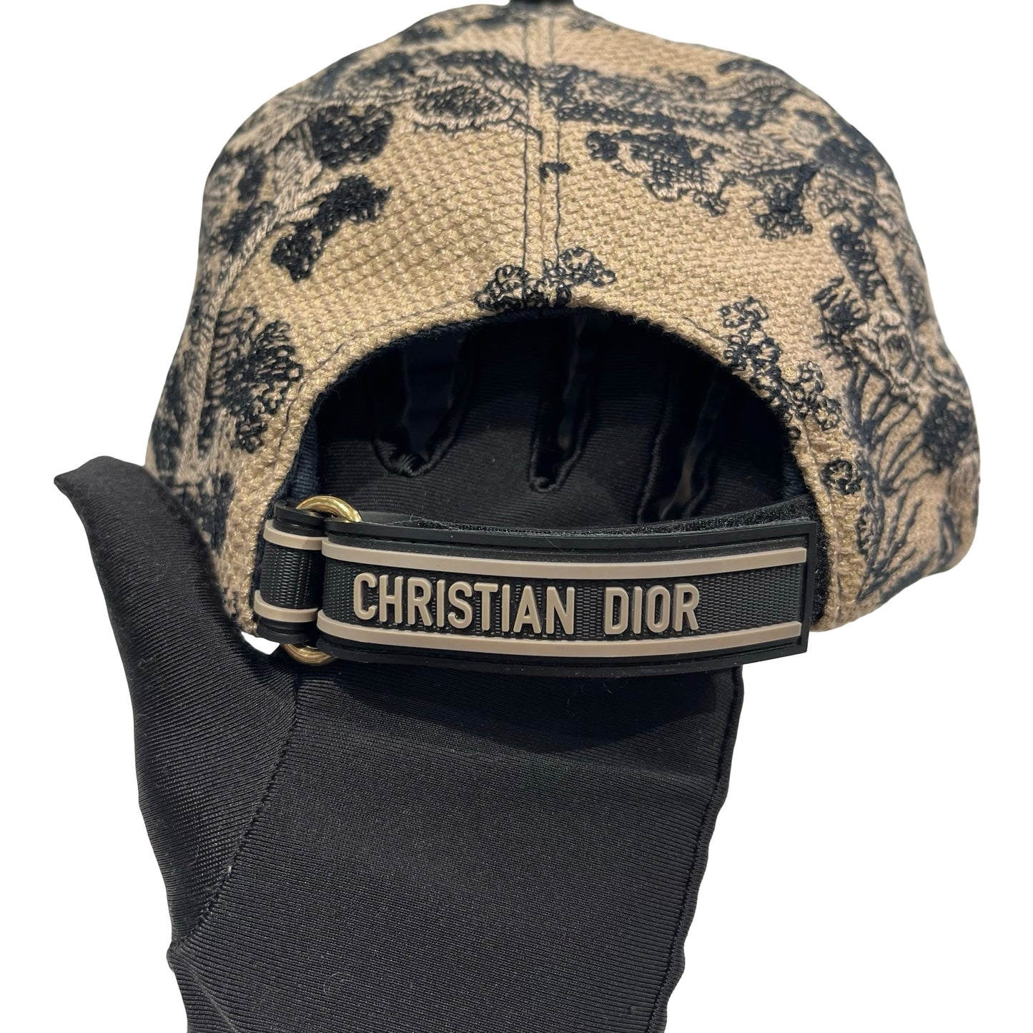 Used DIOR Toile de Jouy Embroidered Toile de Jouy Baseball Cap Hat Beige Black