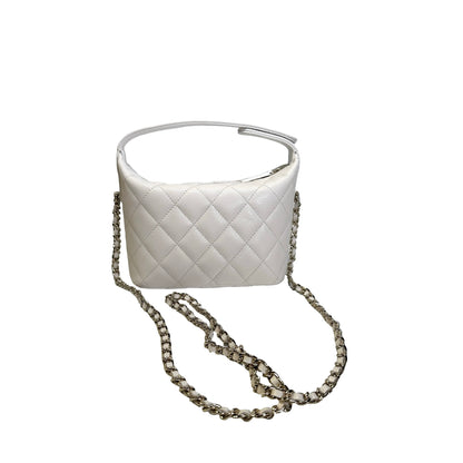 CHANEL Quilted Caviar Chanel Hobo Hobo Bag White