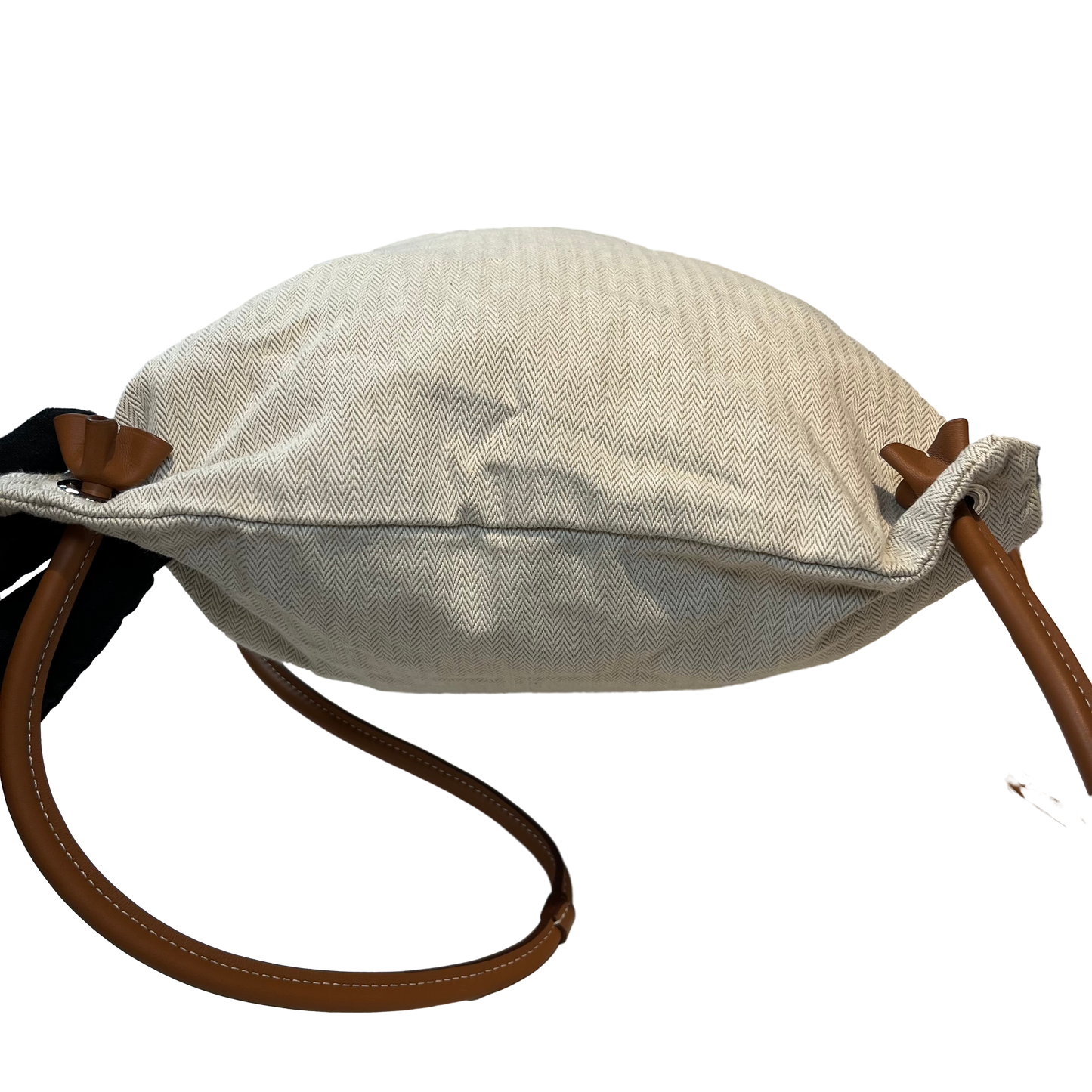 Used HERMÈS Maline Bag Drawstring Bag Beige PHW Vert Cypress (VY)