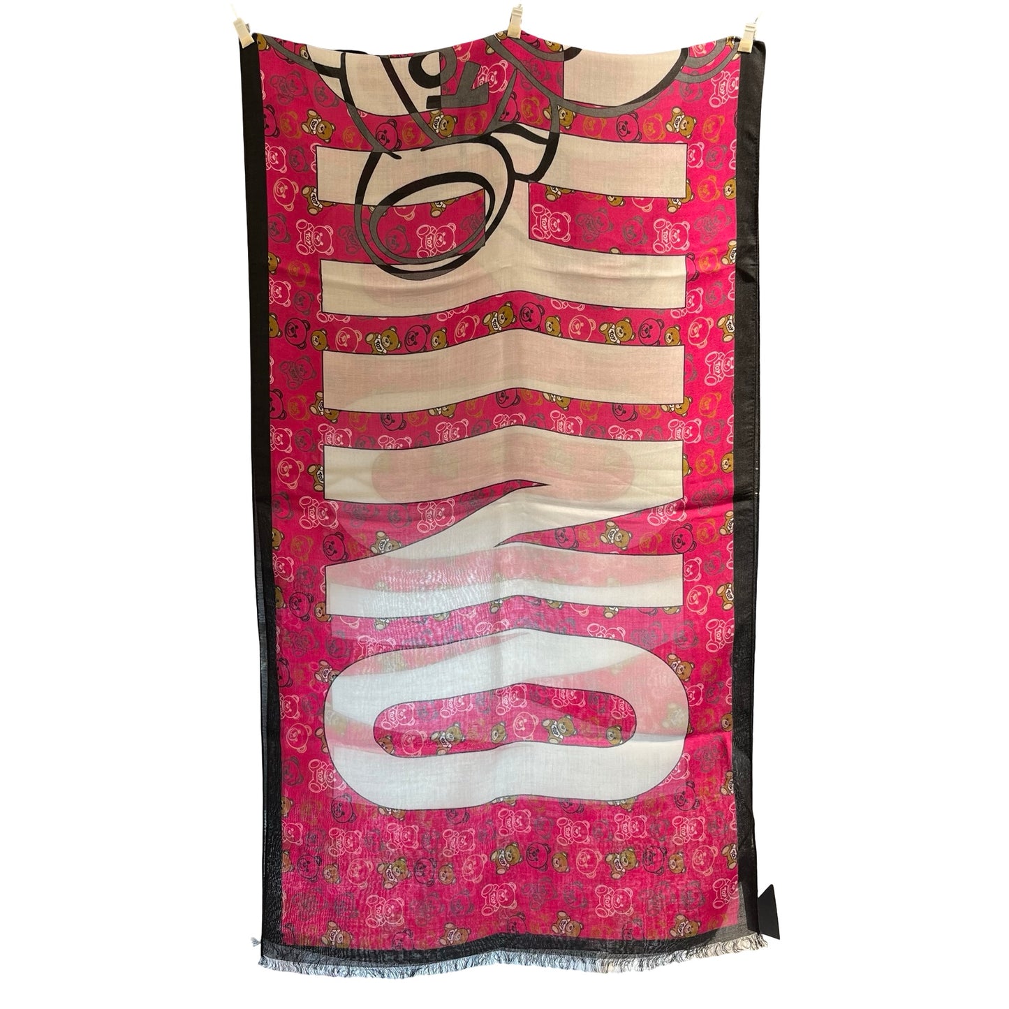 Unused MOSCHINO Logo Teddy Thin Scarf Scarf Pink Black White
