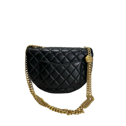 Used CHANEL Quilted Lambskin Quilted Crossbody Crossbody Bag Black Gold
